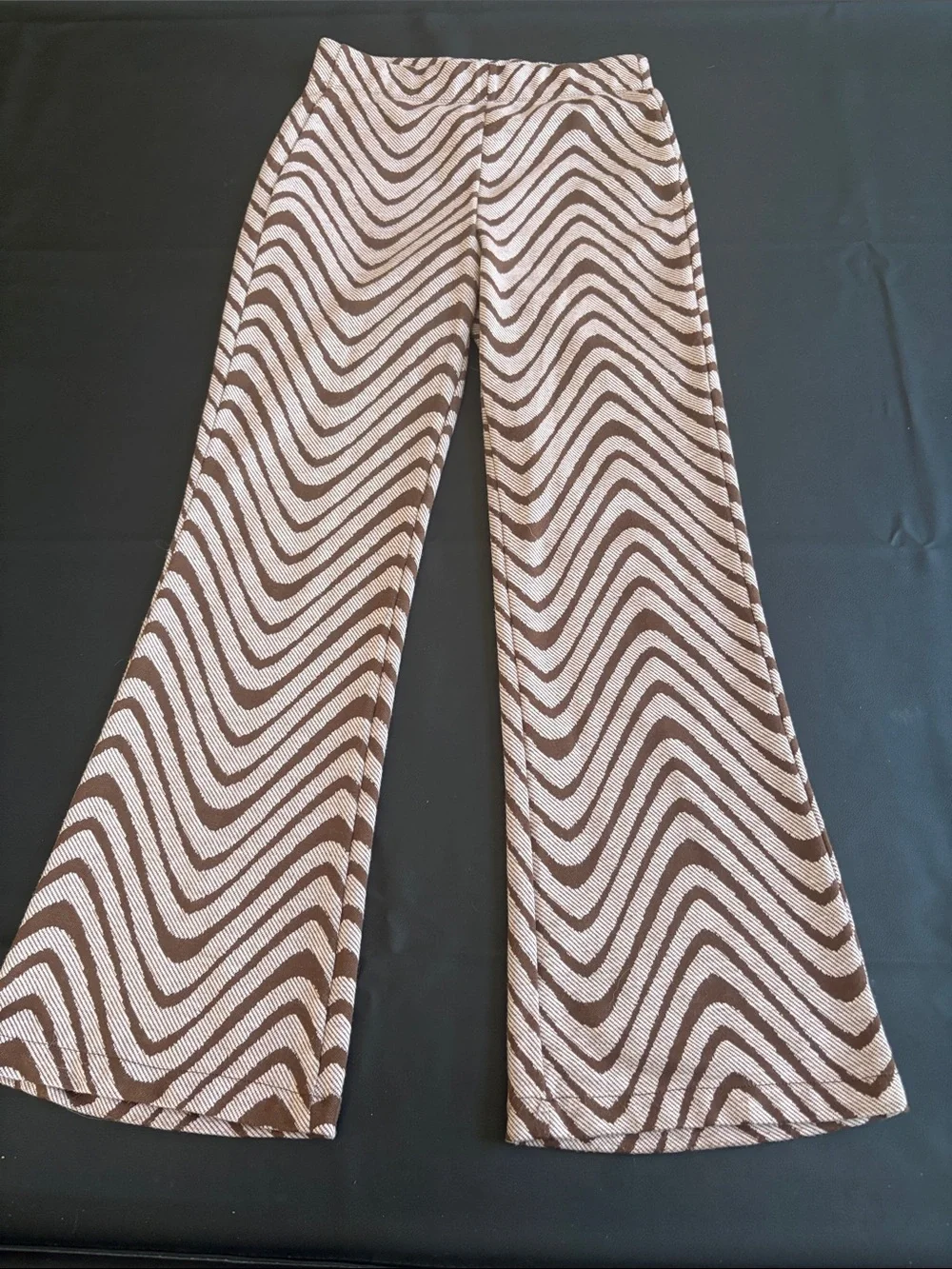 Urban Outfitters Brown Cream Chevron Wide Leg Knit Pants Size S